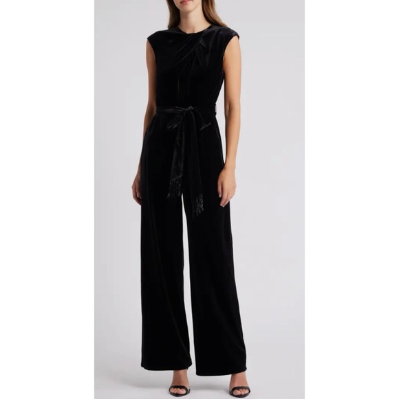 TAHARI ASL Velvet Bead Tassel Belted Jumpsuit 💖NWT IN STORES💖 - Picture 1 of 6